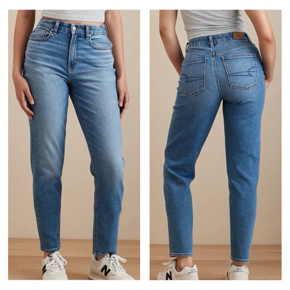 American Eagle Blue Medium Wash Mom Jeans Size 0 Regular